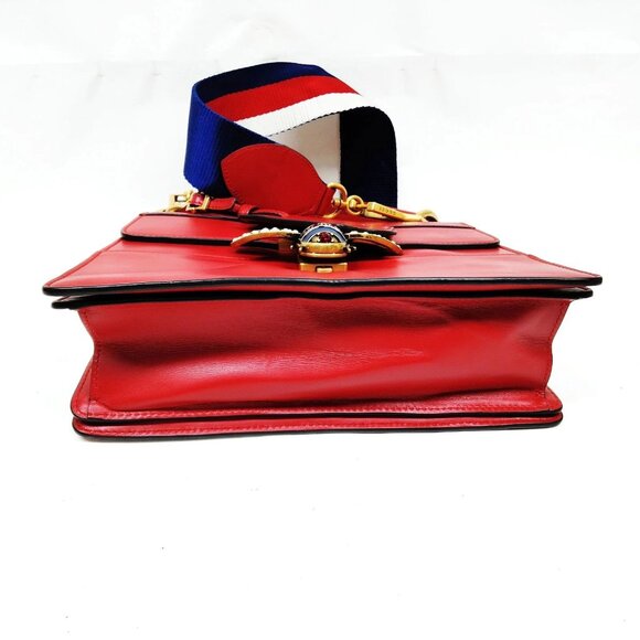 Authentic Gucci Queen Margaret Bamboo Red Leather Hand Bag mn674-020625 - Picture 8 of 16